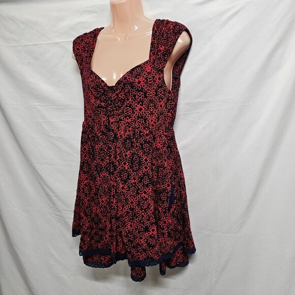 Free People Tabitha Mini Dress Women Size L Blue Red - Picture 1 of 15